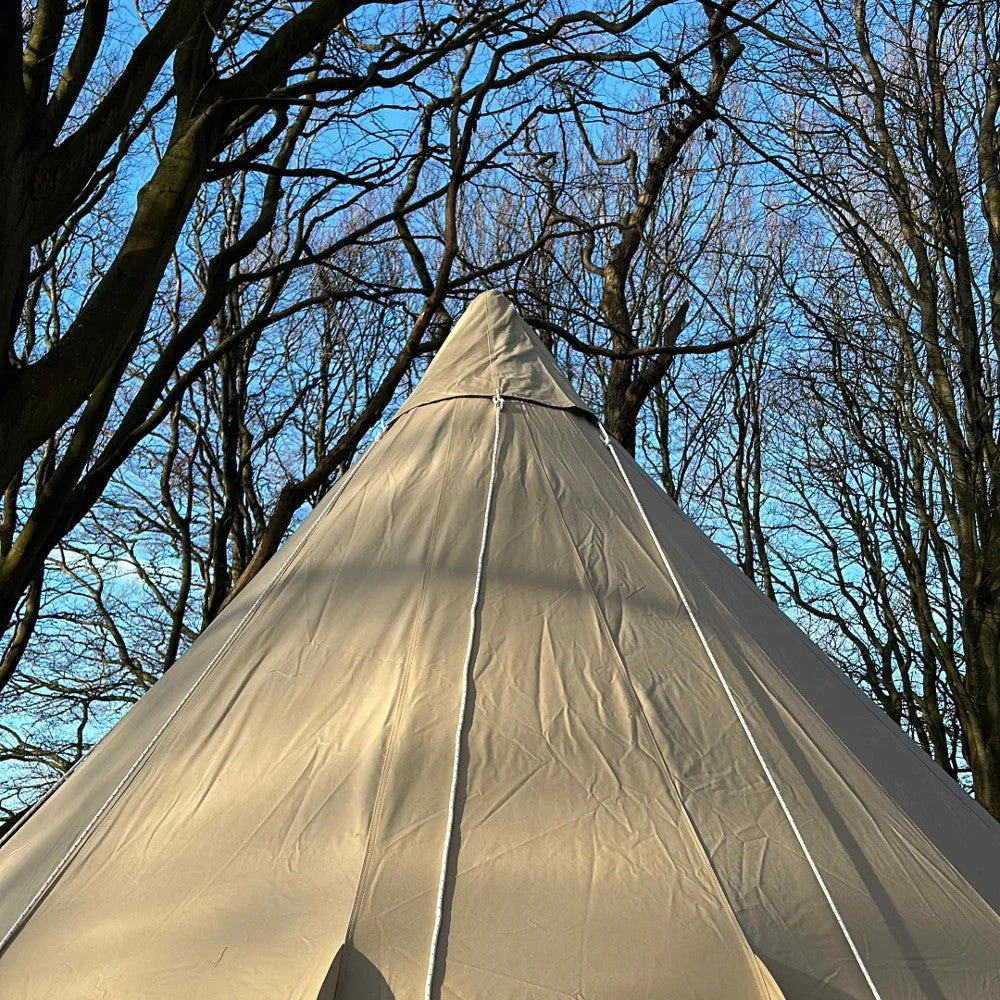 4m Tipi Tent Fireproof With Stove Hole & Flap - Image 4