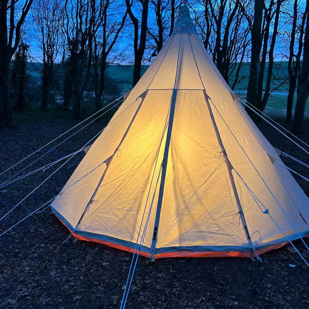 4m Tipi Tent Fireproof With Stove Hole & Flap - Image 6