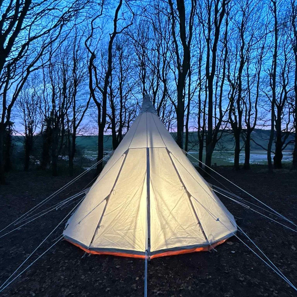 5m Tipi Tent Fireproof With Stove Hole & Flap - Image 6