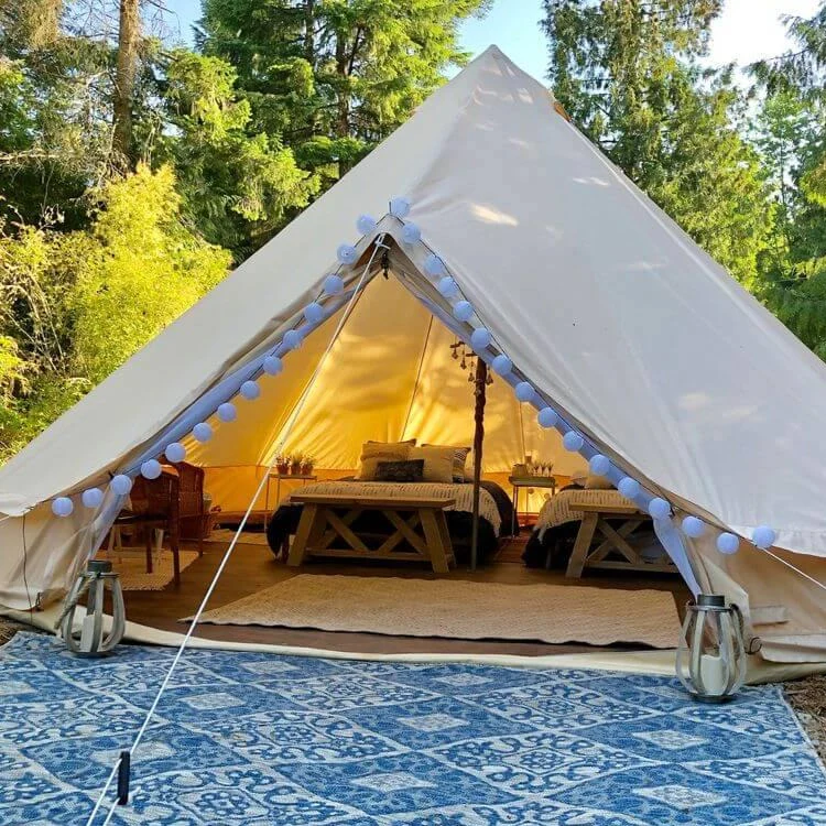 6m Bell Tent Fireproof With Stove Hole & Flap - Image 3