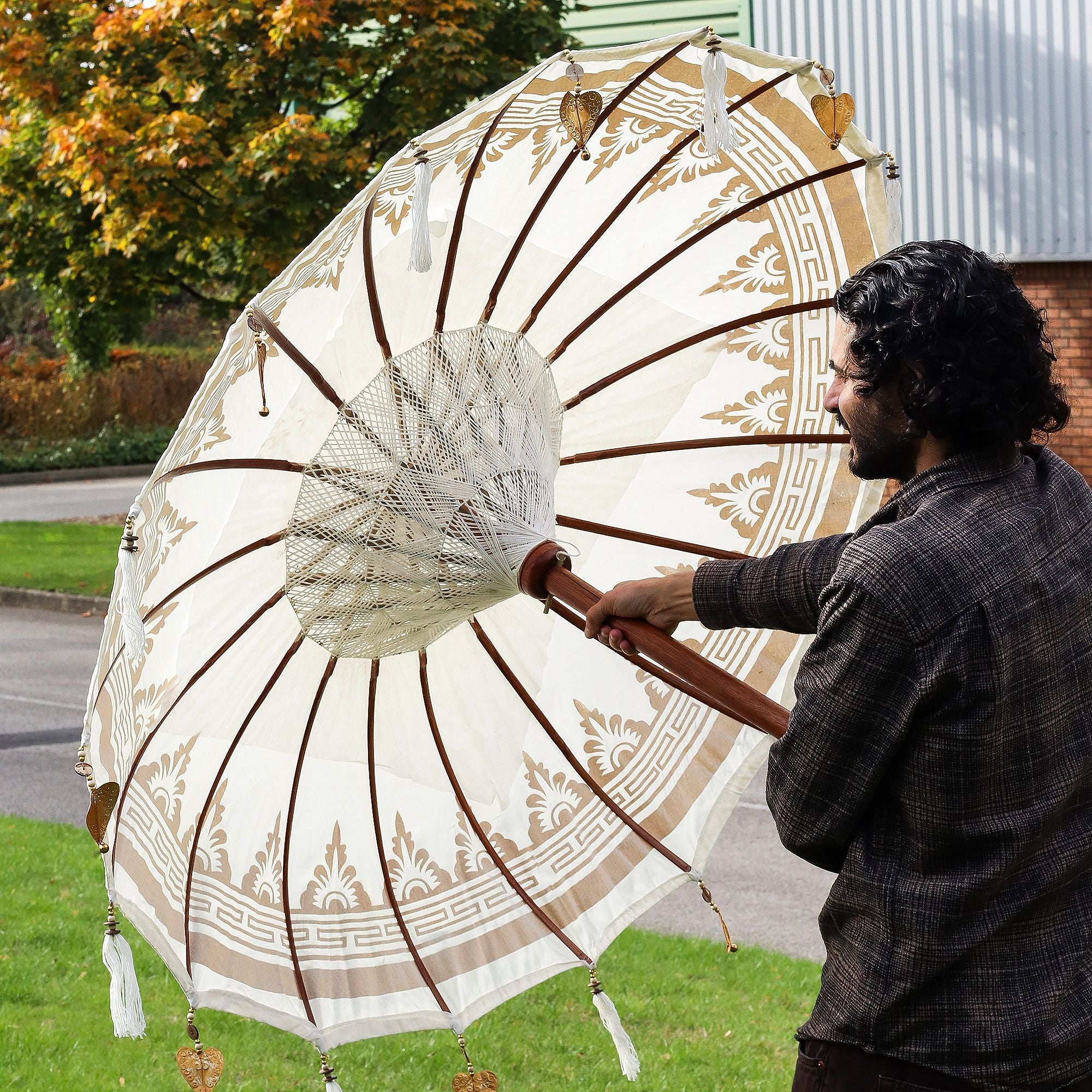 Bali Patio Parasol - Canvas - Natural Decor - 1.5m - Image 3