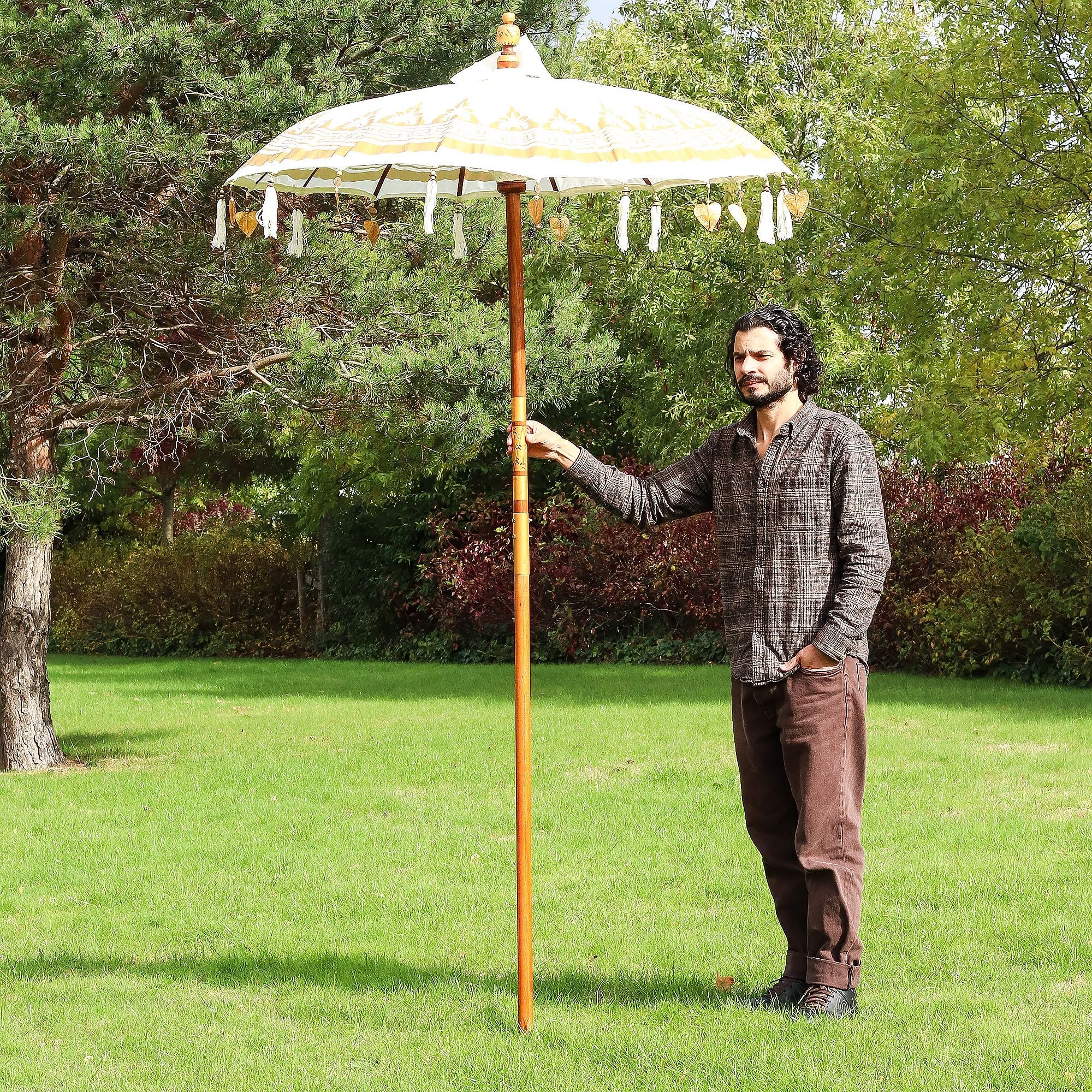 Bali Patio Parasol - Canvas - Natural Decor - 1.5m - Image 5