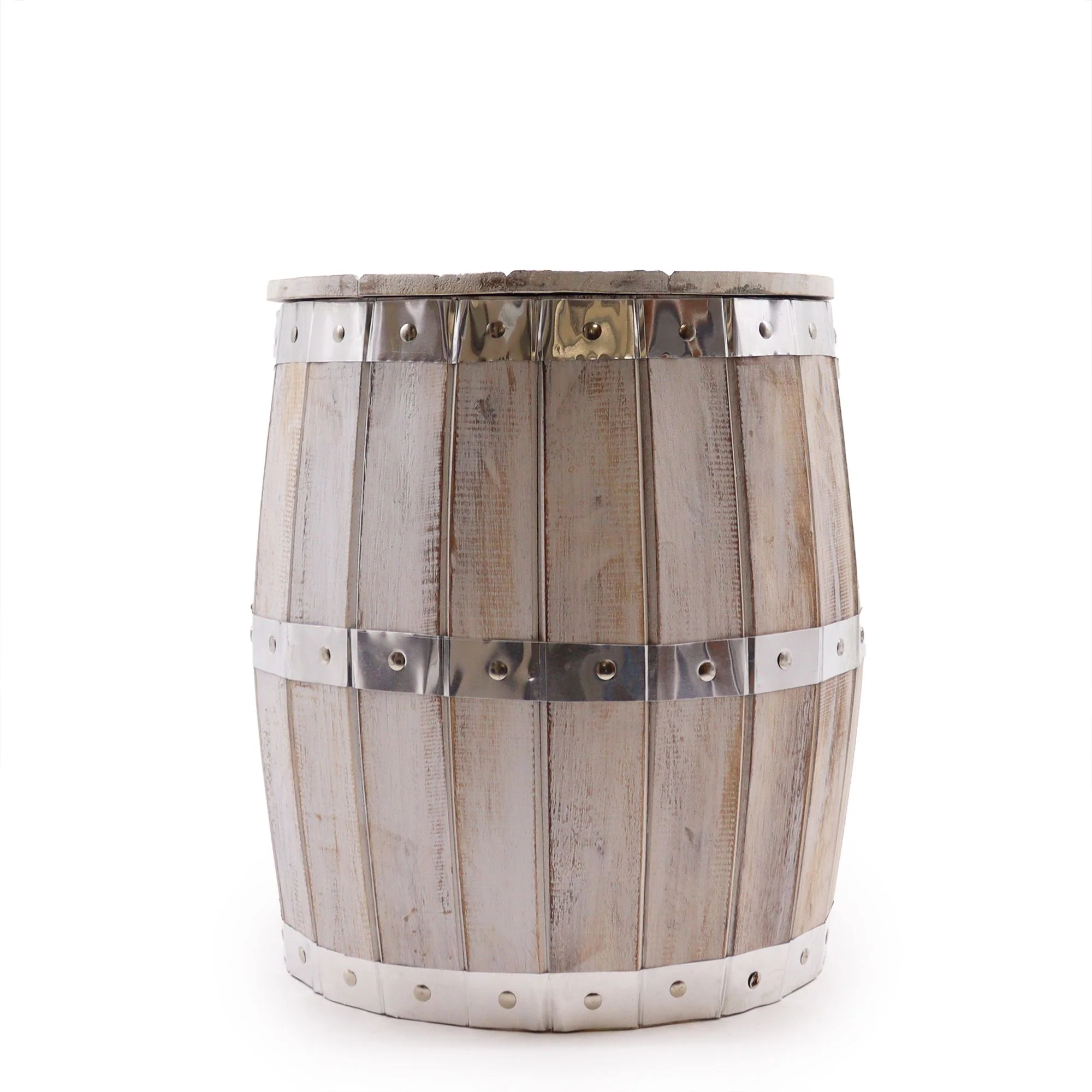 Beer Barrel Stool – Whitewash Wood 38 x 32 cm - Image 3