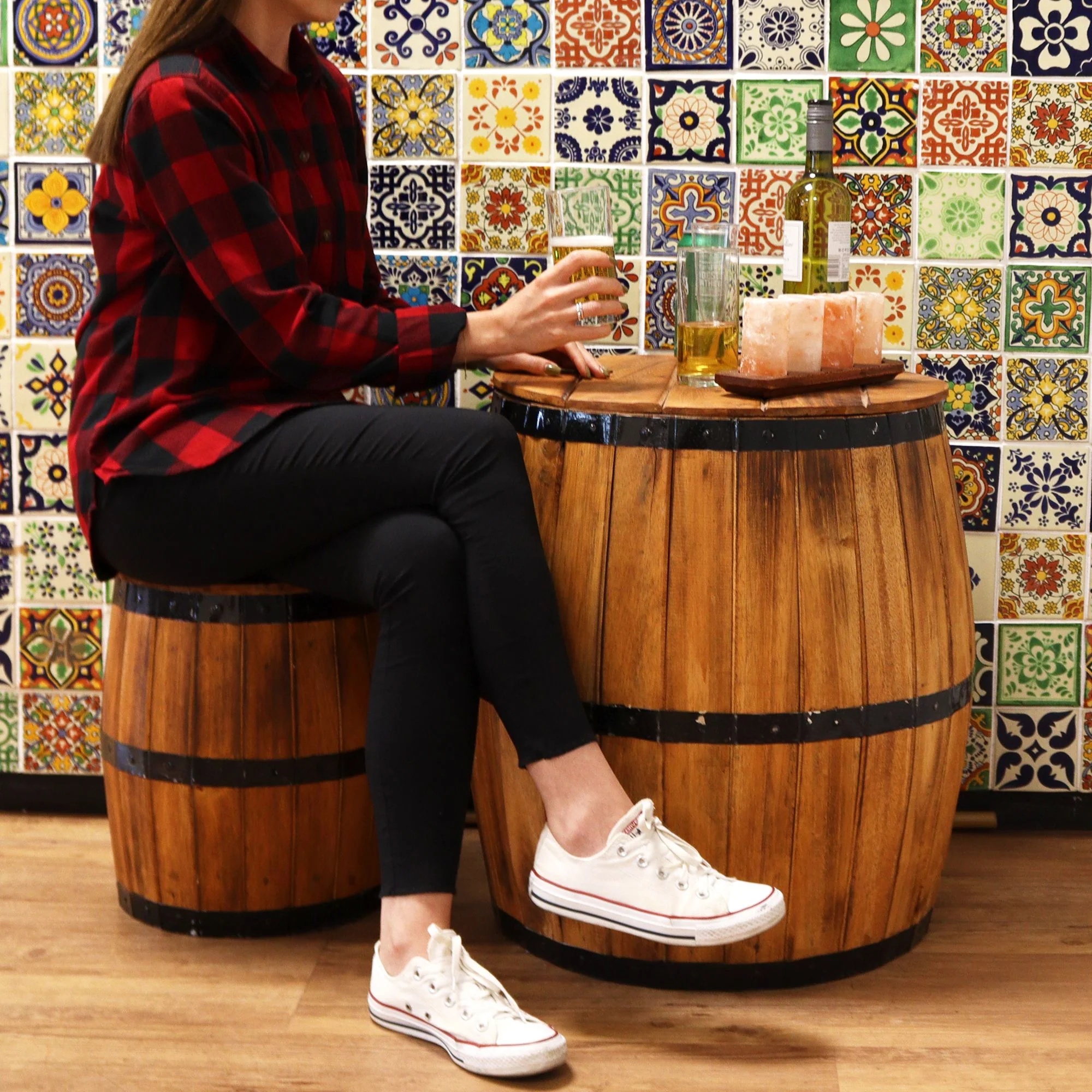 Beer Barrel Table – Natural Wood 60 x 48.5 cm - Image 3
