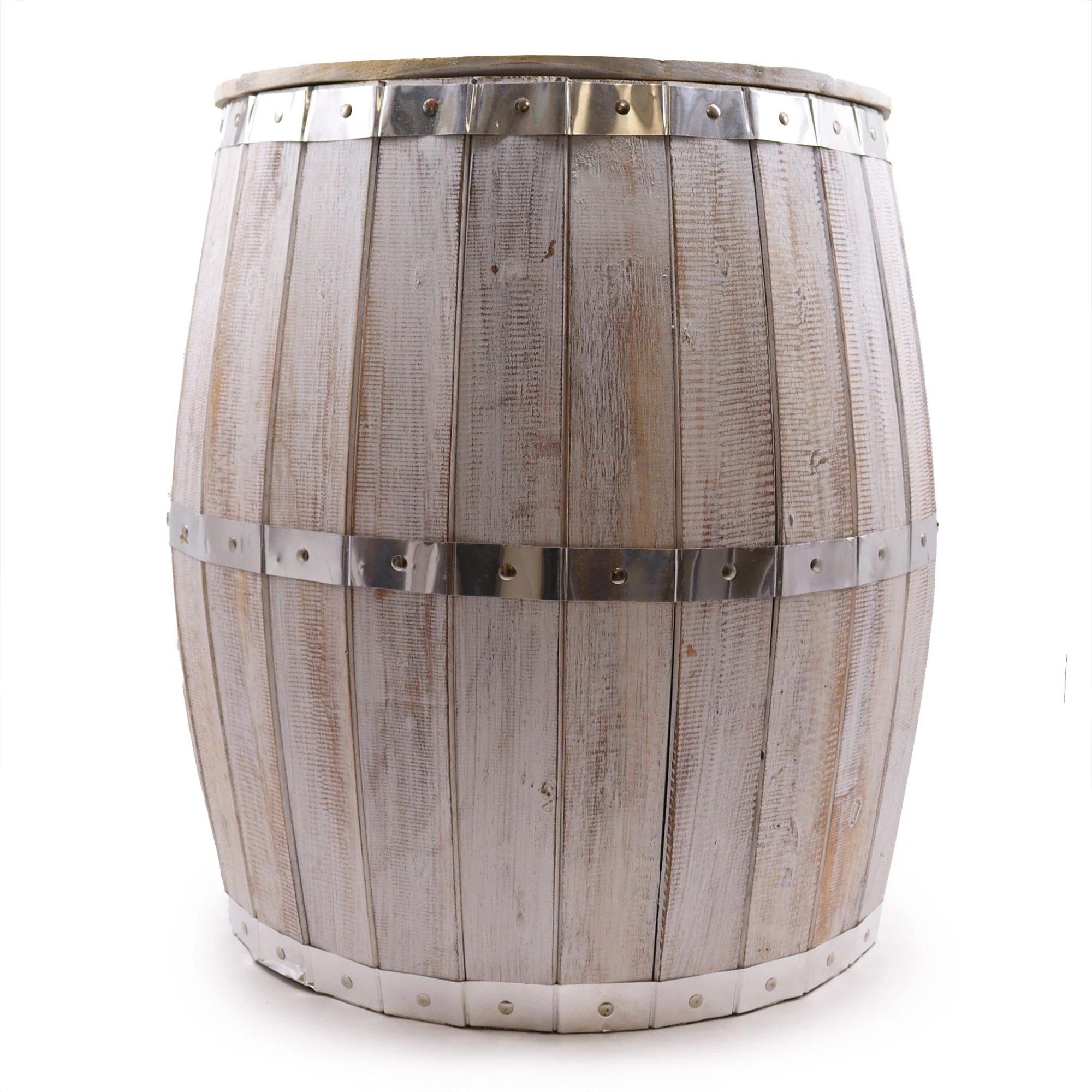 Beer Barrel Table – Whitewash Wood 60 x 48.5 cm
