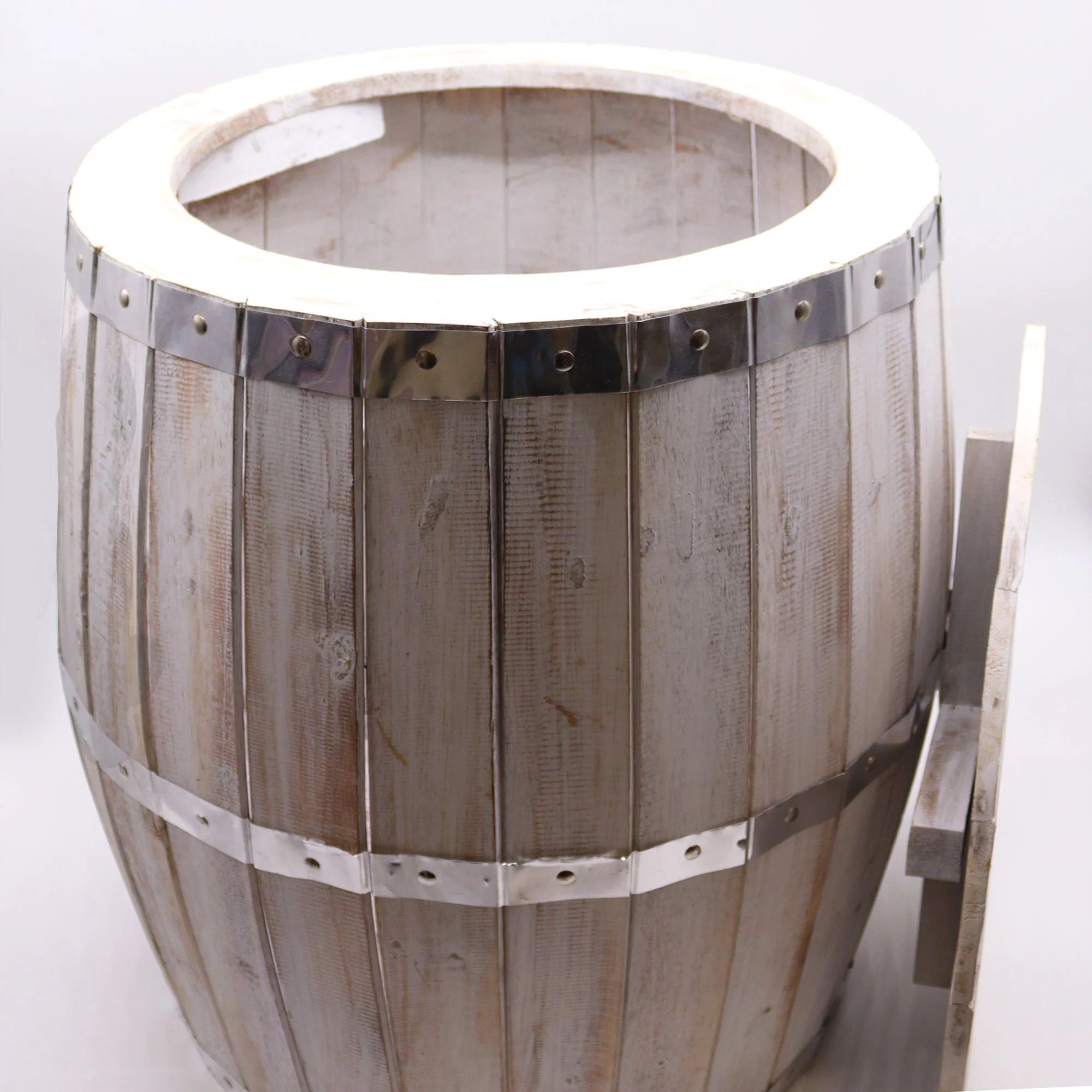 Beer Barrel Table – Whitewash Wood 60 x 48.5 cm - Image 3