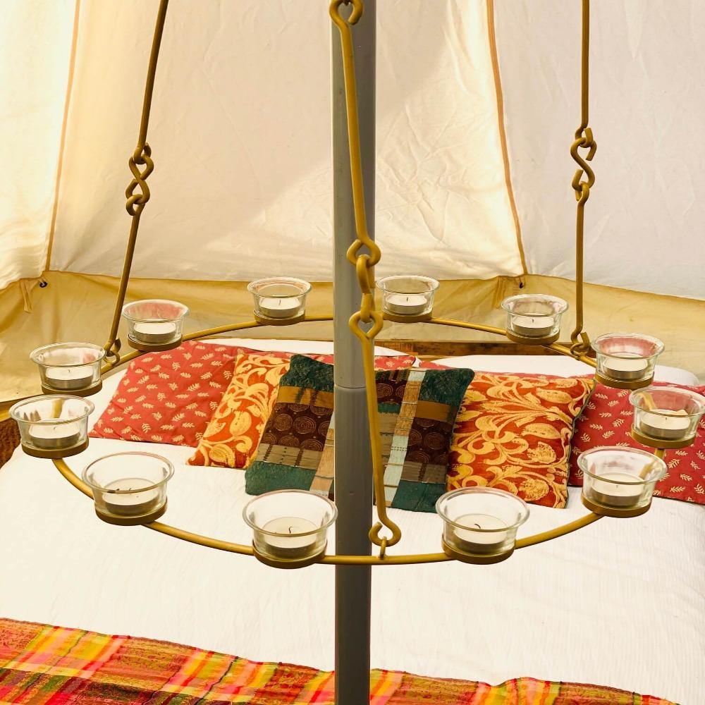 Tea Light Candle Chandelier Double Tier - Gold - Image 10