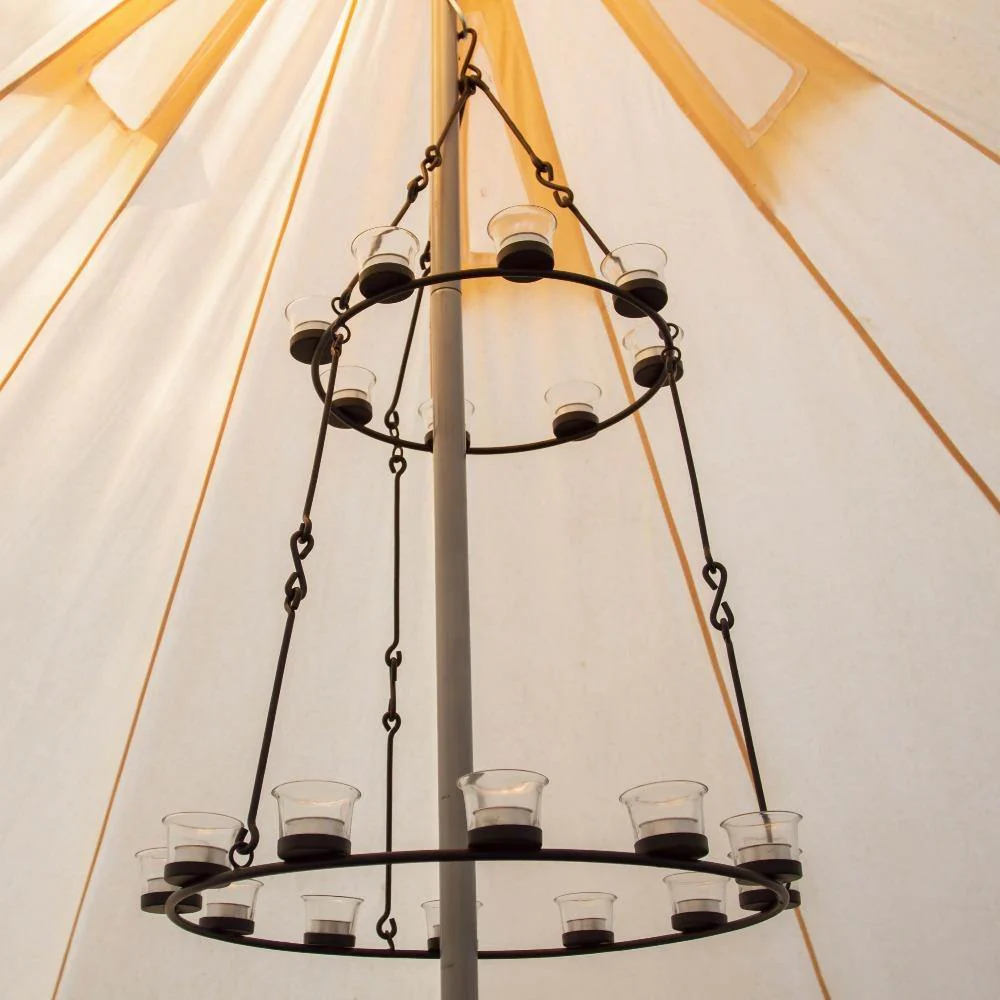 Tea Light Candle Chandelier Double Tier - Black - Image 3