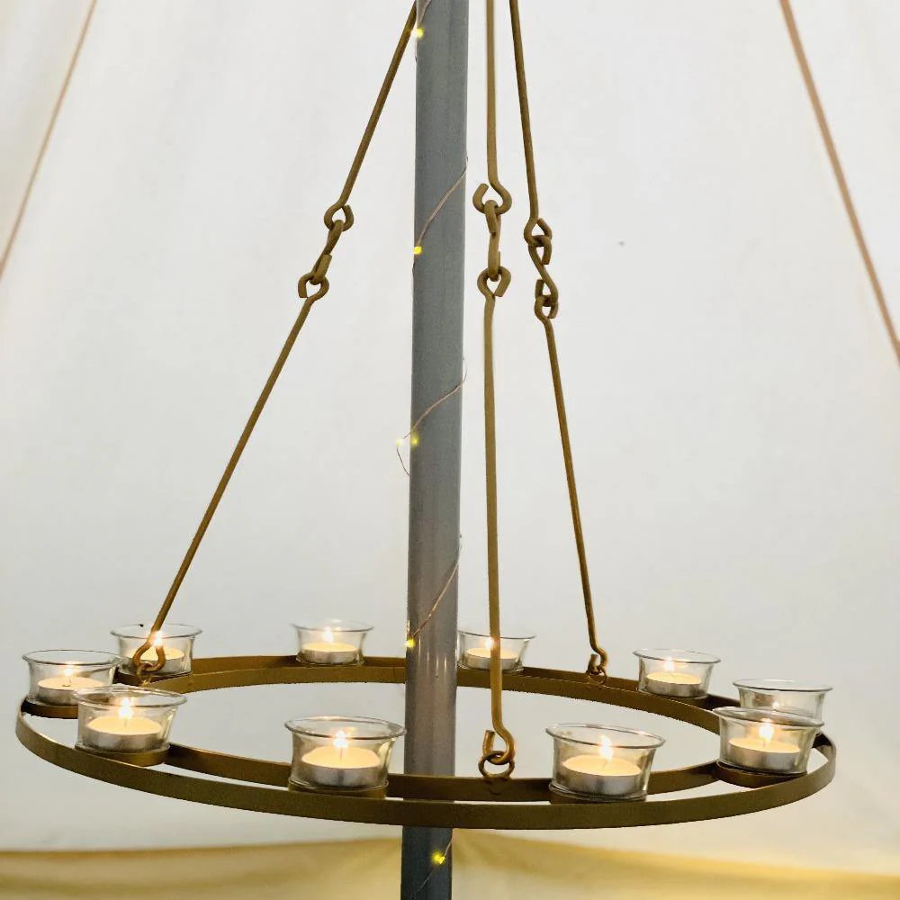 Tea Light Candle Chandelier Single Tier - Gold - Image 4