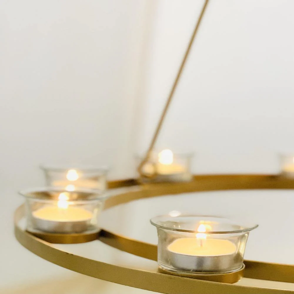Tea Light Candle Chandelier Single Tier - Gold - Image 6